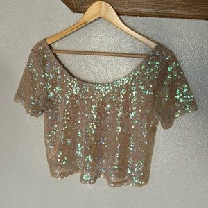 BCBGeneration sequin crop top